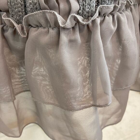 Calvin Klein knit & pleated chiffon dress w/ lace & surplice neckline🔥 - Picture 5 of 10